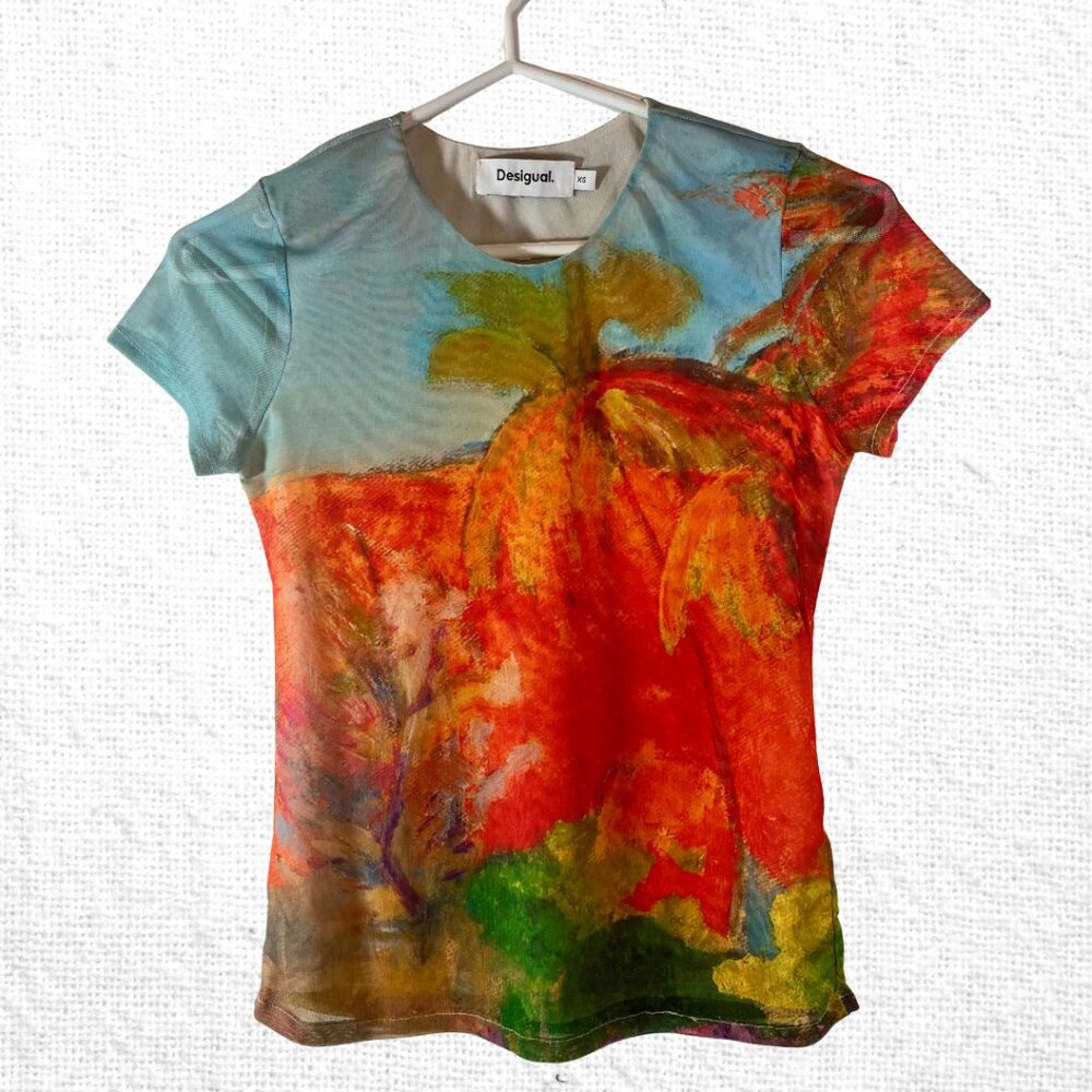 Desigual multicolour mesh baby tee XS EUC
